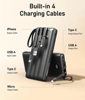 باور بانك مع كيبلات مدمجة، شاحن جوال بسعة كبيرة 20...
