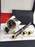 طقم كارتير ساعة جلد وقلم وكبك ومحفظة مع علبة وملحق...