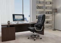 كرسي جلد مكتبي أسود