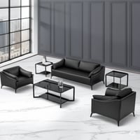 كنب جلد فاخر أسود