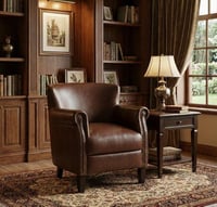 كنب جلد مفرد مكتبي لون بني