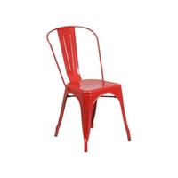 كرسي معدني بتصميم صناعي لون أحمر