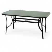 طاولة طعام خارجية زجاج باللون الأسود الملكي