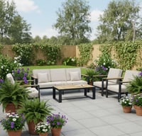 طقم جلسة "مودرن ألمنيوم" لون اسود