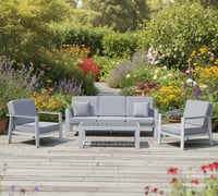 طقم جلسة "مودرن ألمنيوم" لون ابيض