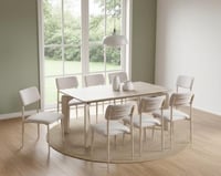 طقم طاولة طعام "سكاي لاين" رخامي بـ 8 كراسي مخمل ل...