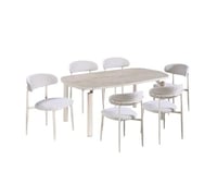 طقم طاولة طعام "مودرن" بلمسة بديل الرخام 6كرسي لون...
