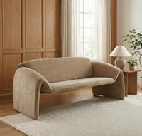 كنبة "أوريانا" الانسيابية المخملية لون بيج غامق