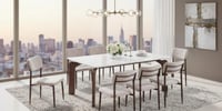 طقم طاولة طعام "سكاي لاين" رخامي بـ 6كراسي مخمل لو...