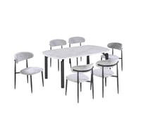 طقم طاولة طعام "مودرن" بلمسة بديل الرخام 6 كرسي لو...