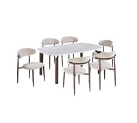 طقم طاولة طعام "مودرن" بلمسة بديل الرخام 4كرسي لون...