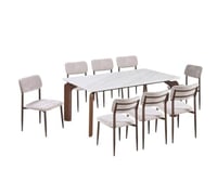 طقم طاولة طعام "سكاي لاين" رخامي بـ 8 كراسي مخمل ل...