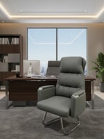 كرسي مكتب تنفيذي ثابت جلد فاخر