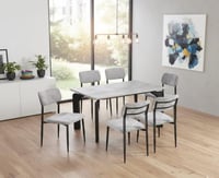 طقم طاولة طعام "سكاي لاين" رخامي بـ 6كراسي مخمل لو...