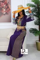 جلابية عسيري كريب ملكي كتان فاخر