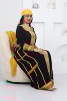 جلابيه عسيري كريب ملكي فاخر لون اسود تطريز ذهبي