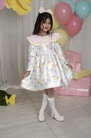 فستان ملون بالفراشات مع اكسسوار الشعر