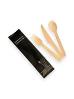 أدوات المائدة الخشبية المغلفة (3 قطع 50X مغلف)