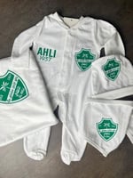 طقم مواليد أهلاوي أنيق باللون الأبيض