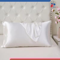 طقم غطاء وسادة حرير - لون ابيض