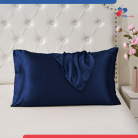 طقم غطاء وسادة حرير - لون كحلي