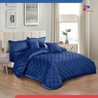 مفرش مخمل فرو مضغوط نفرين -أزرق ملكي داكن-6 قطع شت...