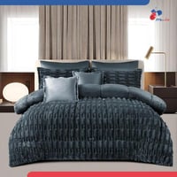 مفرش مخمل فرو نفرين- كحلي فحمي فاخر- 6 قطع شتوي فا...