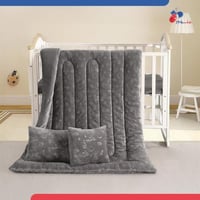 مفرش أطفال مخمل ناعم -رمادي متوسط مائل للفضي-4 قطع...