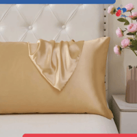 طقم غطاء وسادة حرير - لون ذهبي