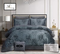 بكج مفرش نفرين 7 قطع - لحاف + شرشف مغاط + 4 أكياس...