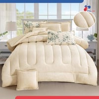 مفرش مخمل فرو شتوي ساده محفر نفرين 8 قطع-كريمي فان...