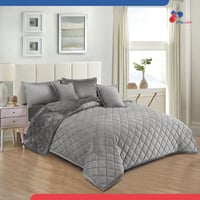 مفرش مخمل فرو مضغوط نفرين -رمادي متوسط-6 قطع شتوي...