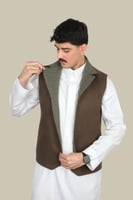 سديري لندن – جوخ فاخر بوجهين زيتي ورمادي