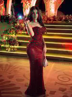 فستان سهره فصوص زركون بطانه تفته راق من miar fashi...