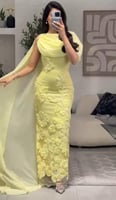 فستان أصفر باربي مع ورد فخم ️من Mair Fashion