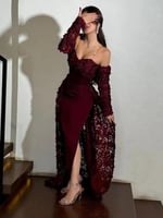 فستان سهره عودي باربي قماش ورد رااقي من Mair Fashi...