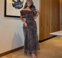 فستان بني سهره خرز فخم من Mair Fashion