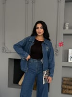 طقم ميوميو قطعتين جينز غامق