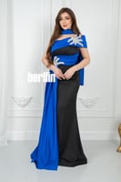 فستان سواريه الأسود والأزرق الملكي بتطريز كريستالي...