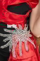 فستان سهره الثنائي الملكي بالأحمر والأسود بتطريز ك...