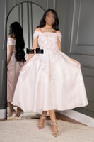 فستان ميدي كلوش اوف شولدر لون وردي