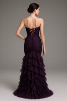 فستان سهره بلون التوت الملكي بتصميم كورسيه وطبقات...