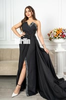 فستان سهرة توب مميز بتطريز فخم لون اسود