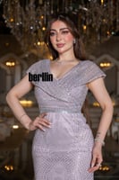 فستان سهرة وميض الليلك مميز بكريستالية وبلمسة ربيع...