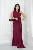 فستان طويل ملكي أنيق مميز بورد على الخصر بلون عناب...