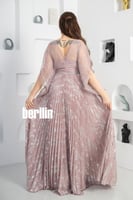 فستان سهرة طويل بليسية اوف شولدر مطرز لون موف