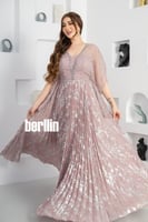 فستان سهرة طويل بليسية اوف شولدر مطرز لون موف