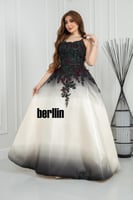 فستان سهره بولغاري بتدرج اومبري وتطريز ورود ثلاثي...