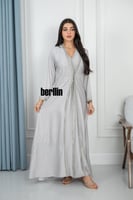 جلابية قطعتين مغربي مميزة بتطريز وفصوص فضي لون رصا...