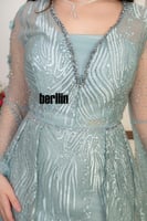 فستان سهرة ملكي طويل باللون تركواز المائي (الأكوا)...